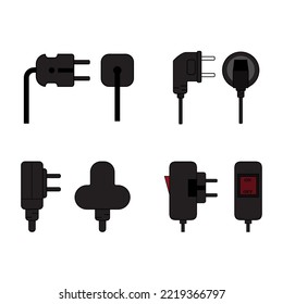vector set of power plug icons in modern style