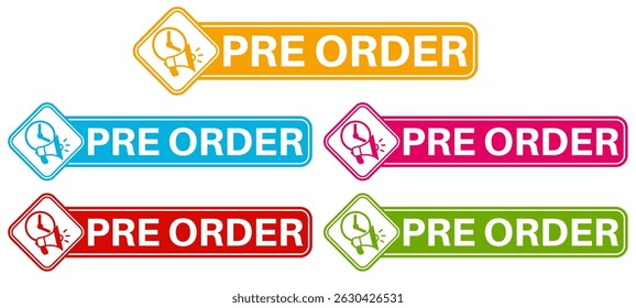 vector set pre order icon sign. purchase symbol labels sticker template design illustration