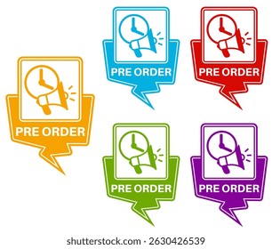 vector set pre order icon sign. purchase symbol labels sticker template design illustration