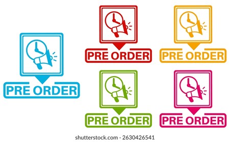 vector set pre order icon sign. purchase symbol labels sticker template design illustration