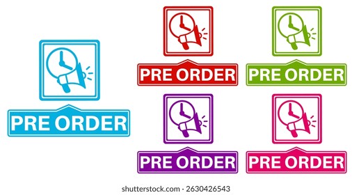 vector set pre order icon sign. purchase symbol labels sticker template design illustration