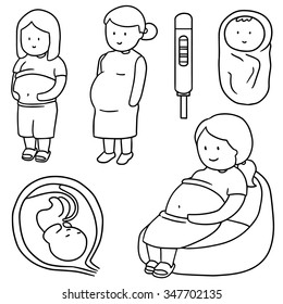 vector set of pregnant woman and baby