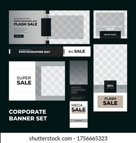 Vector set of premium 06 slide corporate social media web banner template. Great for special holiday and summer fashion new arrival super mega flash big sale and discount promotional banner design.