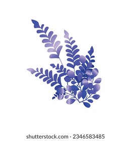 Vector set of premium blue decoration leaves