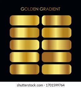 Vector Set Of Premium Gold Gradient Texture Illustration, Metalic Golden Gradient Template