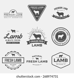 vector set of premium lamb labels, badges and design elements