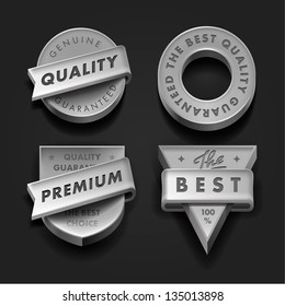 Vector set premium quality and guarantee labels three-dimensional design