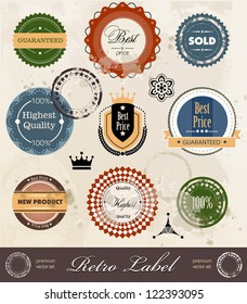 Vector set premium retro label