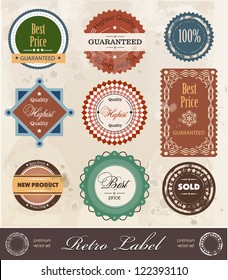 Vector set premium retro label