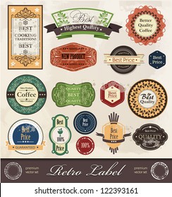Vector set premium retro label_