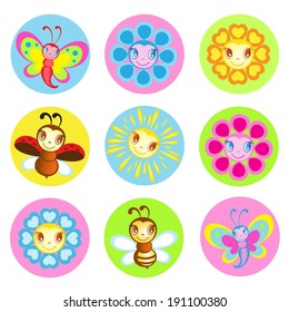Vector set of pretty insects