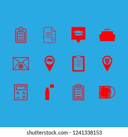  vector set. With price list, christmas card and university pin icons in set