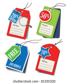 vector set of price tags