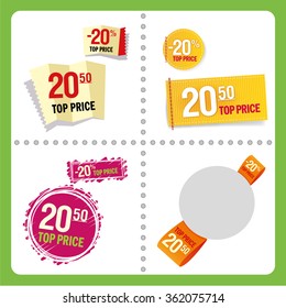 Vector set of price tags, labels for advertising magazine, brochure, catalog, internet shop.