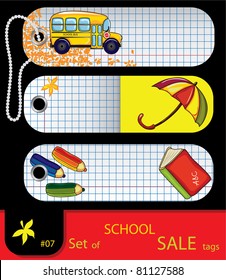 Vector set of price tags. School elements. Set #7