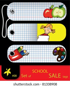 Vector set of price tags. School elements. Series. Set #8