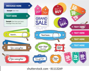 vector set of price tags & web elements