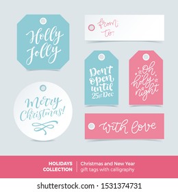 Vector Set Printable Holidays Labels Calligraphy Stock Vector (Royalty ...