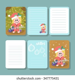 Vector set of printable note cards, stickers and tags with inscriptions and floral drawings
