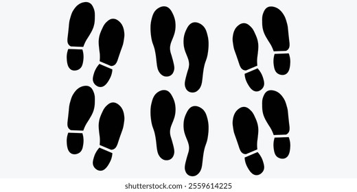 vector set, Printed shoe soles. isolated on white background Foot print, boots, sneakers. Shoe sole icon.