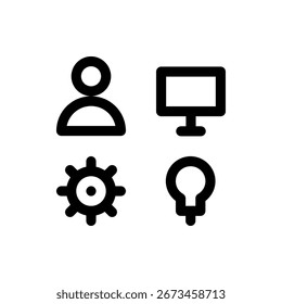 Conjunto vetorial de ícones de processo para fluxo de trabalho, adequado para temas de negócios, gerenciamento e produção