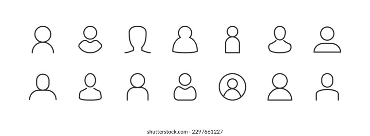 Vector set of profile thin line icons. Design of stroke pictograms. Signs of calendar isolated on a white background