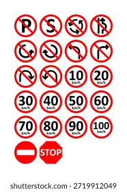 Vector conjunto de señales de advertencia de tráfico de prohibición