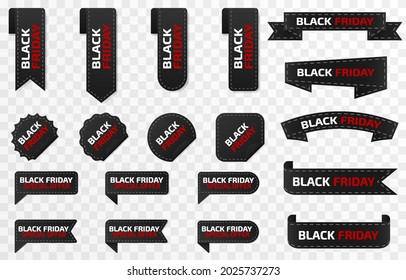 Vector set of promotional ribbons for black friday. Sale, banner, black friday, advertising, discounts, png.