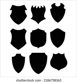 Vector Set Of Protect Guard Shields Silhouettes Illustration Isolated On White Background