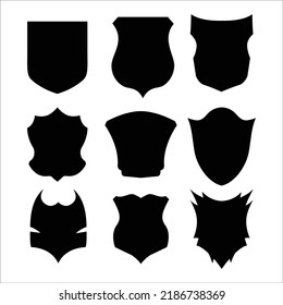 Vector Set Of Protect Guard Shields Silhouettes Illustration Isolated On White Background
