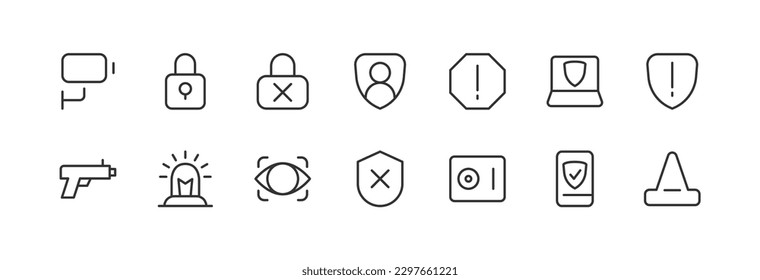 Vector set of protection thin line icons. Design of stroke pictograms. Signs of calendar isolated on a white background