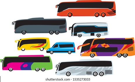 Vector set of public bus. Mass transit. Image for illustration.