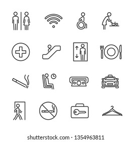 Vector set of public navigation line icons.