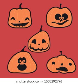 Vector Set Pumpkin Head Illustration. Vector Pumpkin. Vector Pumpkin Set 