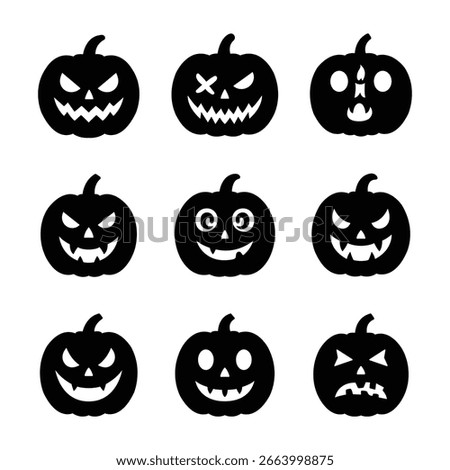 Vector Set of Pumpkin Silhouette Halloween Element