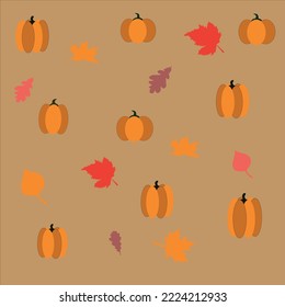 vector set of pumpkins and autumn leaves in color. for postcards and presentations, advertising, stickers.