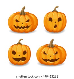 Vector set of pumpkins for design Happy Halloween illustration. Isolated from a background.