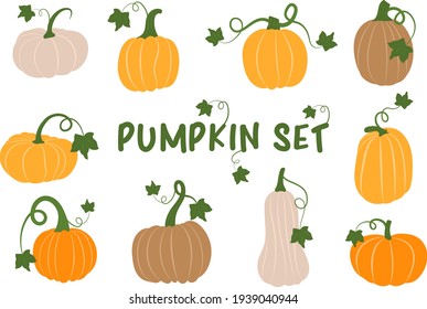 Vector Set of Pumpkins in Flat Style