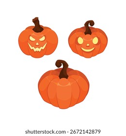 Vector conjunto de calabazas para Halloween sobre fondo blanco. Vacaciones de otoño.