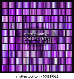 Vector set of purple gradients.Purple squares collection.