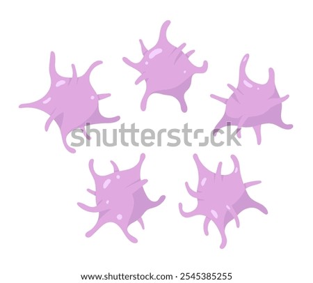 Vector Set of purple Platelet cells. Thrombocytes.