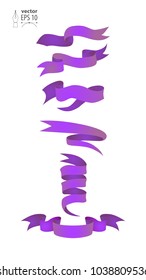 Vector set of purple wriggling ribbons