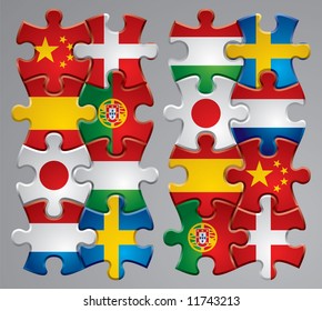 Vector set of puzzle flag icons 2