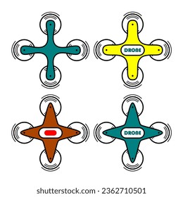 Vector set of quad copter drones. A simple fla vector design.
