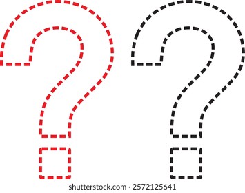 Vector set of question mark icons with dotted line motif