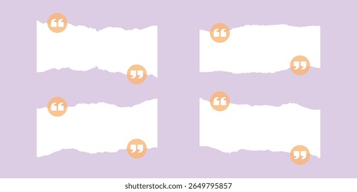 Vector Set of Quotation Empty Frame With Torn Paper Style Template Design