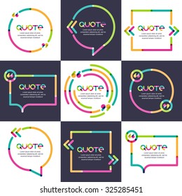 Vector set of quote forms template. Multicolor trendy background. Blank overlapping colorful speech bubbles. Business template for text information and print design.

