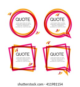 Vector set quote frame, colorful quote frames for modern design.