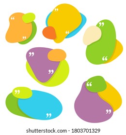 Vector set of quote frames. Banner with commas for sayings, citation memo, dialogues, ideas, remark. Quotation Mark Speech Bubble.