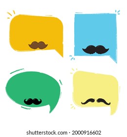 Vector set quote speech bubble with hipster mustache for father's day or international men's day	